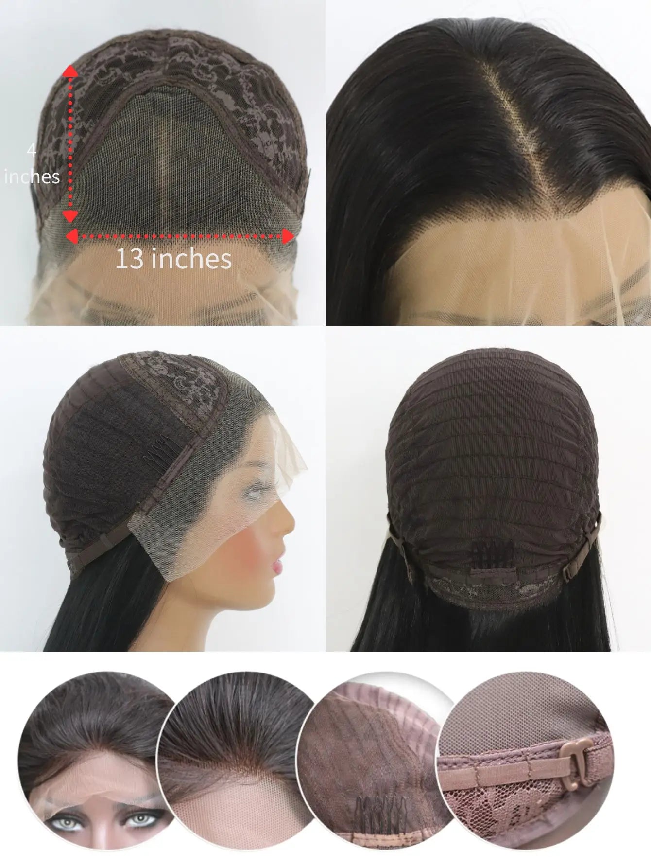 Perruques synthétiques ondulées 13*4, longues, sans colle, avec naissance de cheveux naturelle pré-épilée et cheveux de bébé.