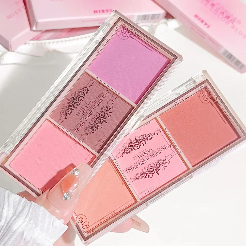 Fard à paupières 3 couleurs rouge joues nude maquillage naturel mat thé au lait orange maquillage longue tenue rendu des couleurs élevé invisible