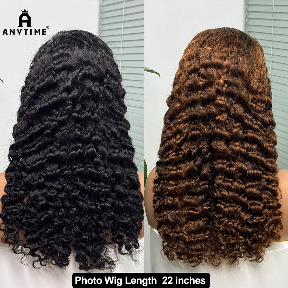 Perruque birmane bouclée ombrée 5x5, densité 300 %, cheveux humains à double trame, avec dentelle transparente sur le devant, pour femmes noires