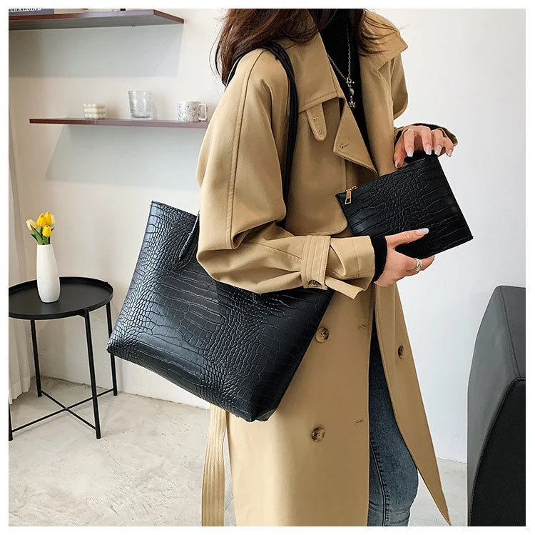 Grand sac à bandoulière en cuir PU pour femmes, sacs à main tendance de créateur, sacs fourre-tout