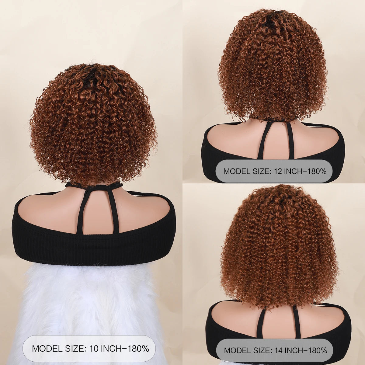 Perruque bandeau cheveux humains crépus bouclés ombrés T1B/30#, cheveux bouclés ondulés, fabriquée à la machine, 25, 30 et 35 cm, pour femmes noires