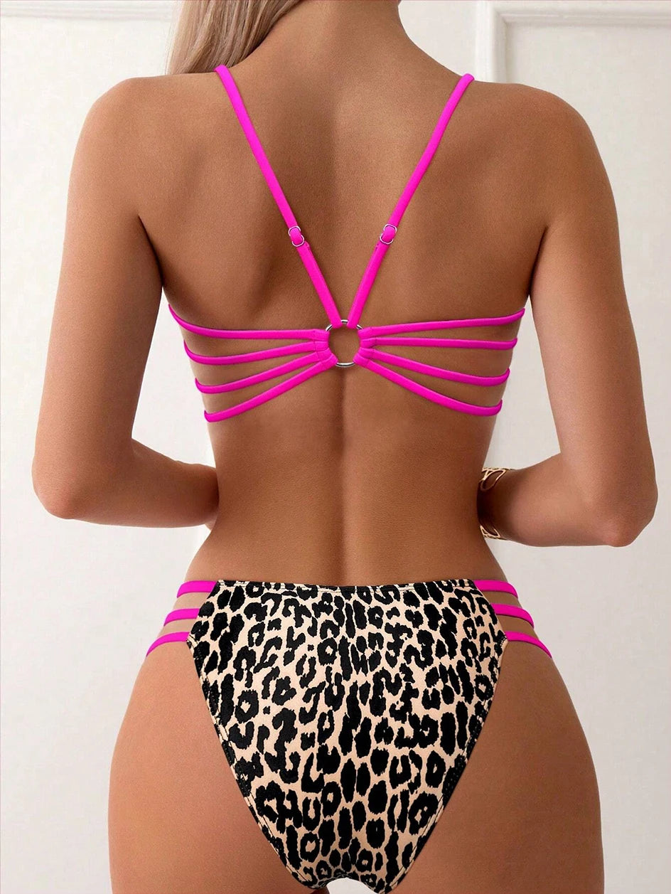Maillot de bain sexy léopard pour femmes, micro bikini, taille haute, bandeau brésilien, vêtements de plage, 2025