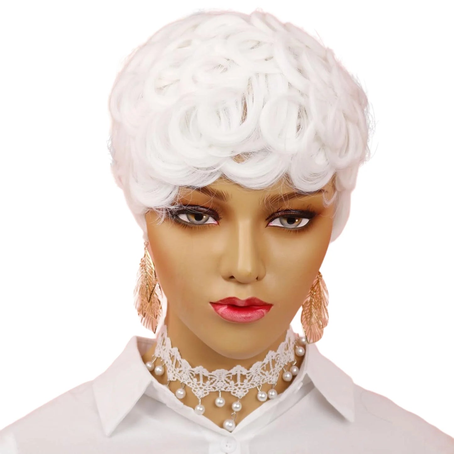 Perruques Pixie Cut pour femmes noires Perruque courte Pixie bouclée avec frange Perruques courtes blanches duveteuses pour femmes noires Perruques courtes blanches bouclées S