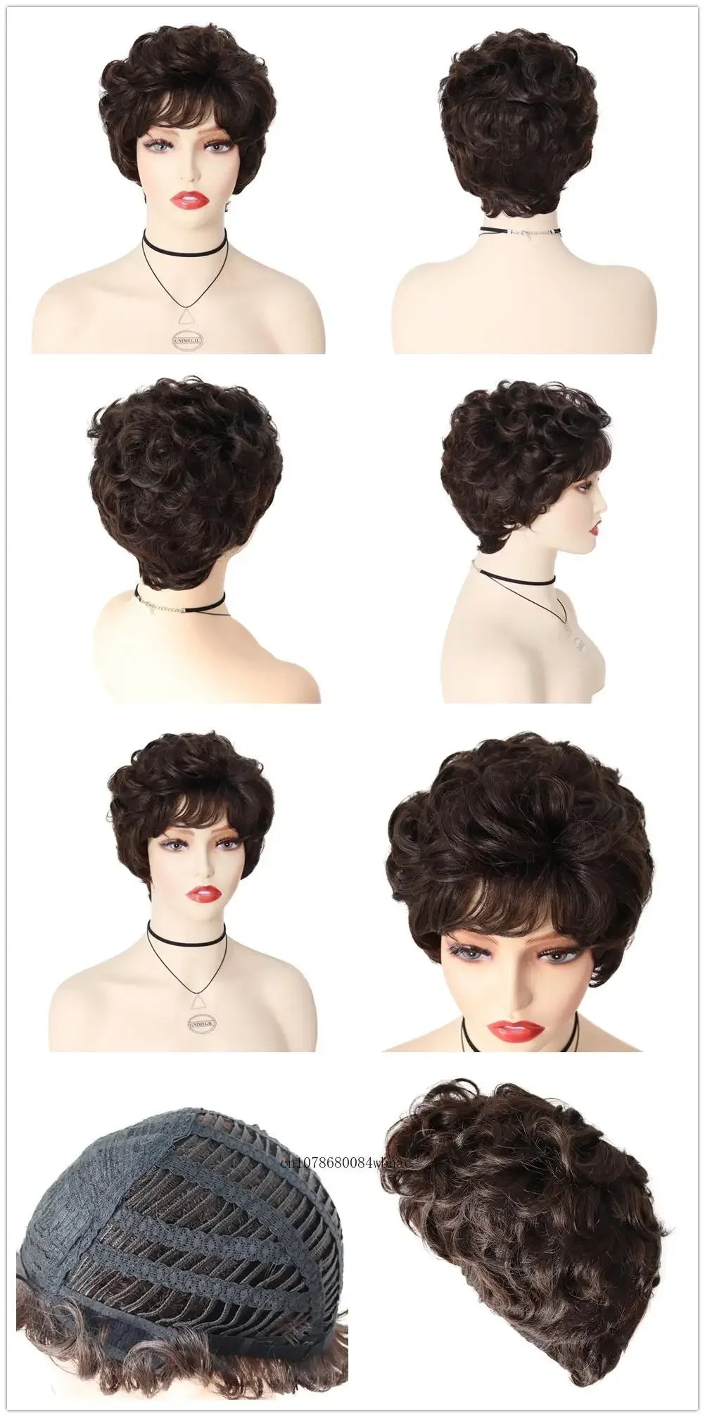 Perruques de vieille dame pour femmes, perruque synthétique blanche de grand-mère avec frange, perruque courte bouclée coupe lutin, costume quotidien résistant à la chaleur