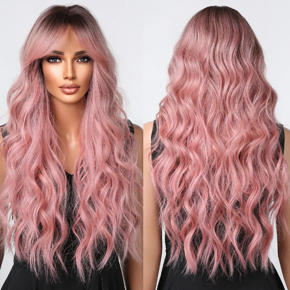 Perruques synthétiques longues bouclées gris cendré platine avec frange pour femmes, perruque afro ondulée profonde, perruque Lolita Cosplay, cheveux naturels résistants à la chaleur