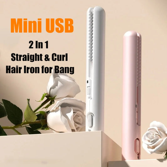 Mini fer à lisser portable 16 W, alimentation USB 5 V/2 A, fer plat pour lisser les franges, idéal pour la maison et les voyages