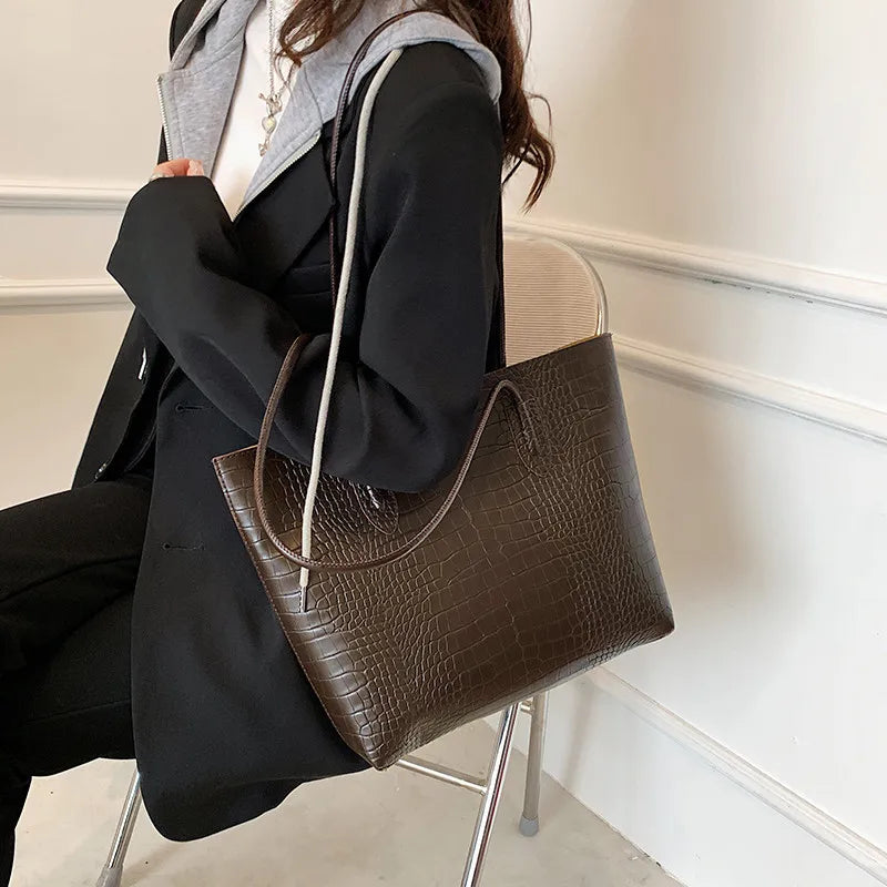 Grand sac à bandoulière en cuir PU pour femmes, sacs à main tendance de créateur, sacs fourre-tout