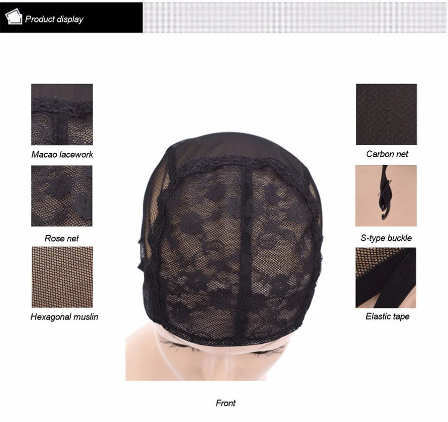 Lot de 5 bonnets de perruque en résille extensibles avec bretelles réglables pour la fabrication de perruques