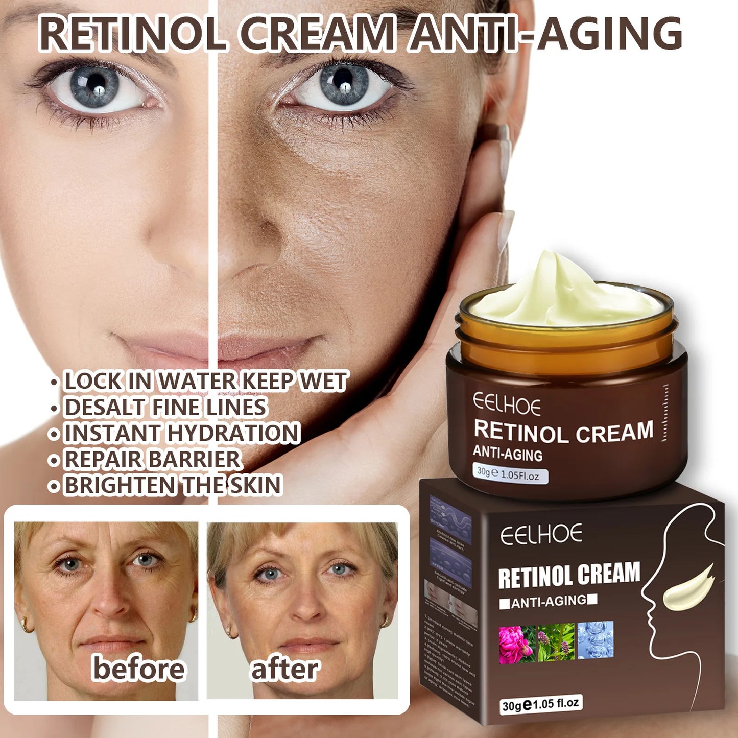 Crème visage antirides au rétinol, raffermissante, liftante, anti-âge, estompe les ridules, hydratante, blanchissante, soins de la peau, cosmétiques coréens