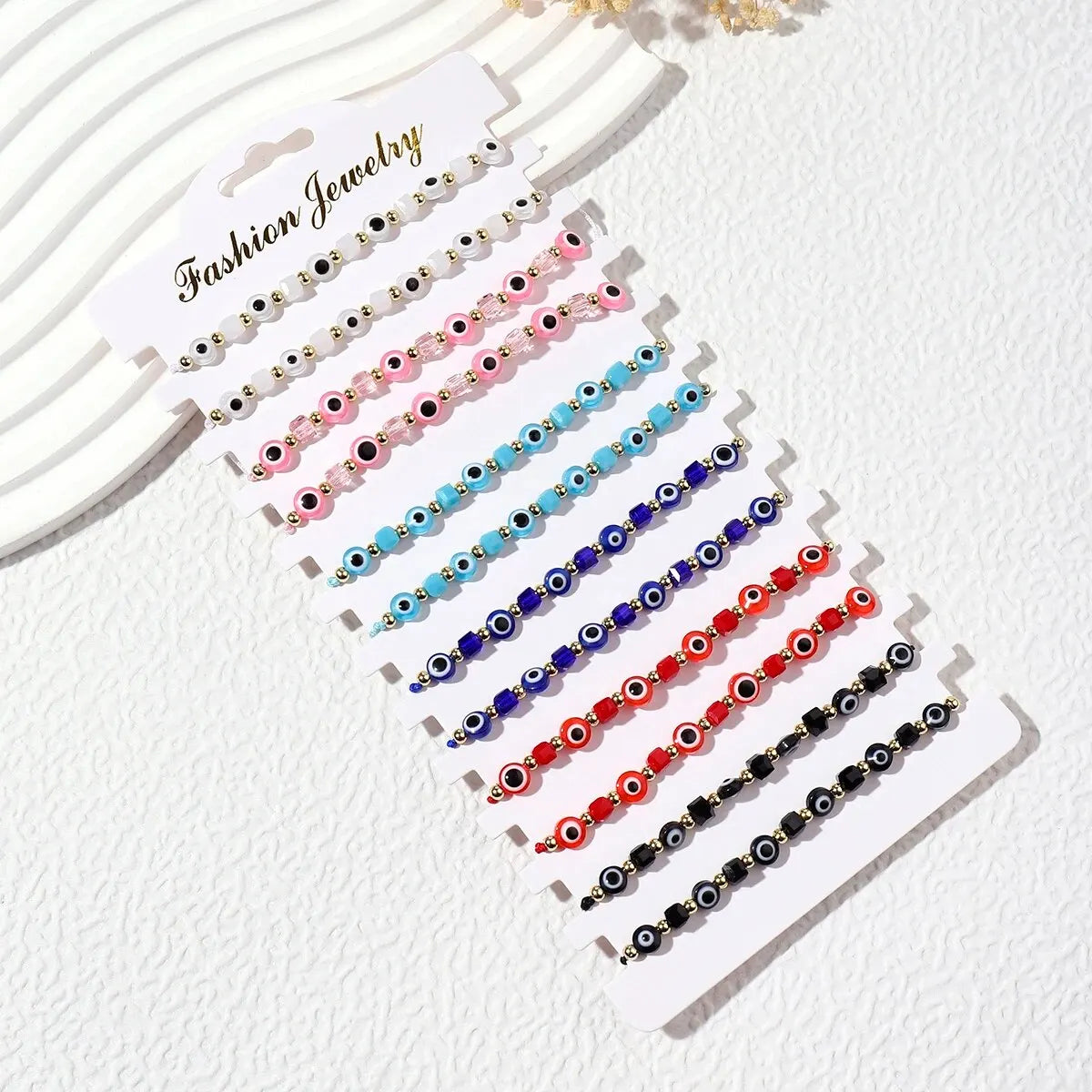 Lot de 12 bracelets carrés en cristal contre le mauvais œil, faits à la main, bracelets de prière réglables, bijoux de poignet, cadeau pour ami
