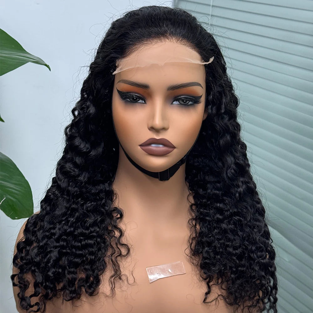 Perruque birmane bouclée ombrée 5x5, densité 300 %, cheveux humains à double trame, avec dentelle transparente sur le devant, pour femmes noires