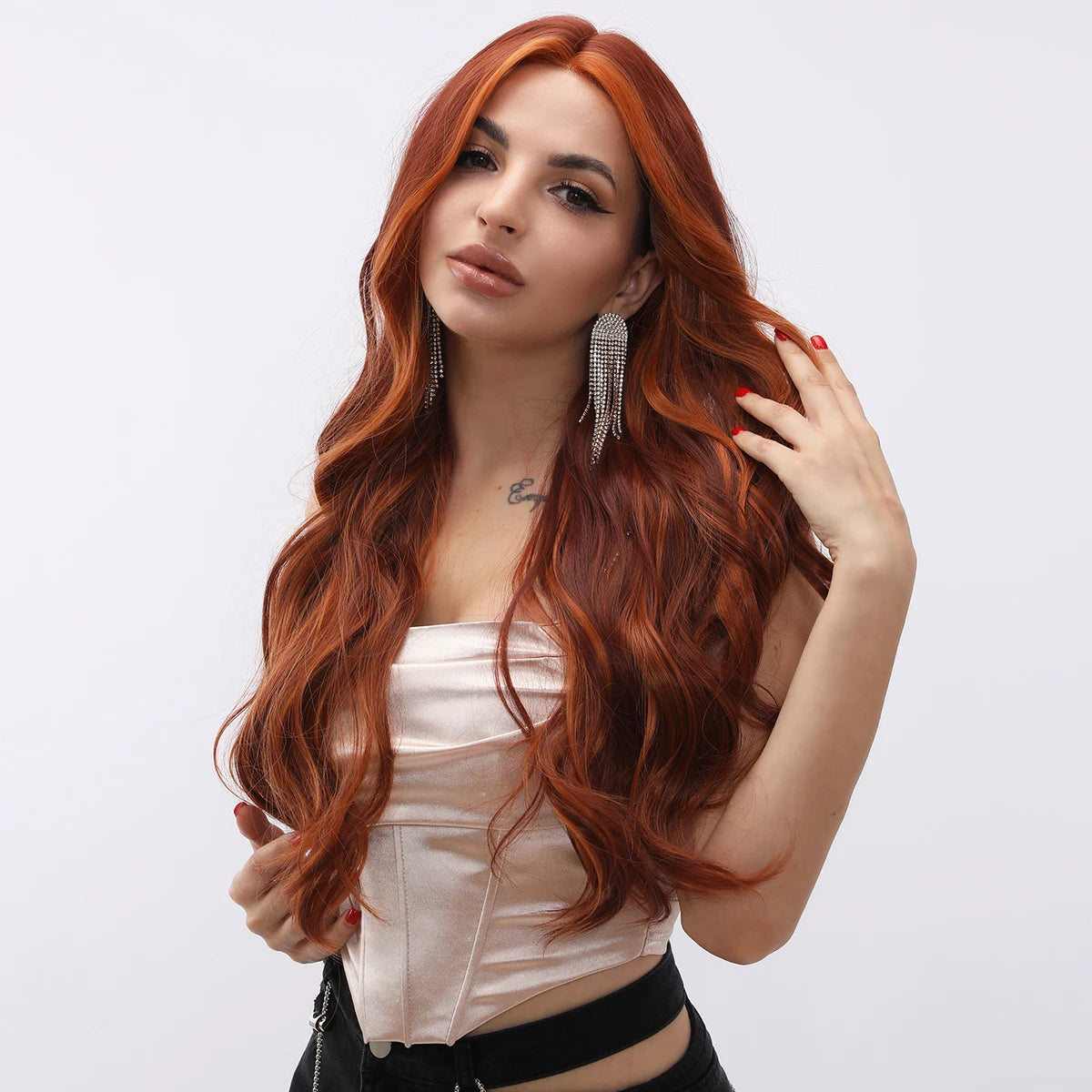 Perruques synthétiques bouclées à dentelle frontale Smilco Fashion Blonde T-Part 13X5X1 pour femmes, cheveux longs, résistantes à la chaleur au quotidien