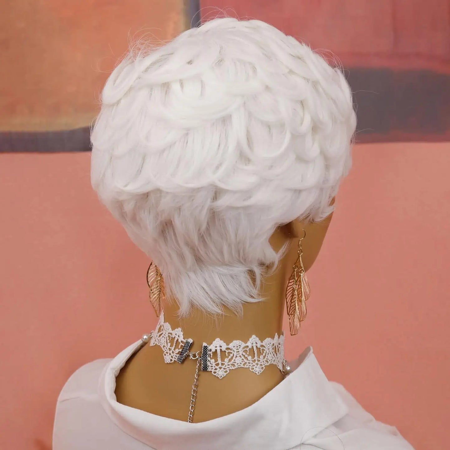 Perruques Pixie Cut pour femmes noires Perruque courte Pixie bouclée avec frange Perruques courtes blanches duveteuses pour femmes noires Perruques courtes blanches bouclées S