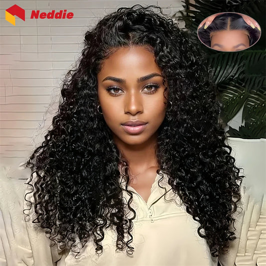 Perruques brésiliennes bouclées sans colle avec dentelle frontale HD 5x5, cheveux naturels, prêtes à porter, 30 à 32 pouces, perruques ondulées profondes avec dentelle frontale HD 4x4 pour femmes
