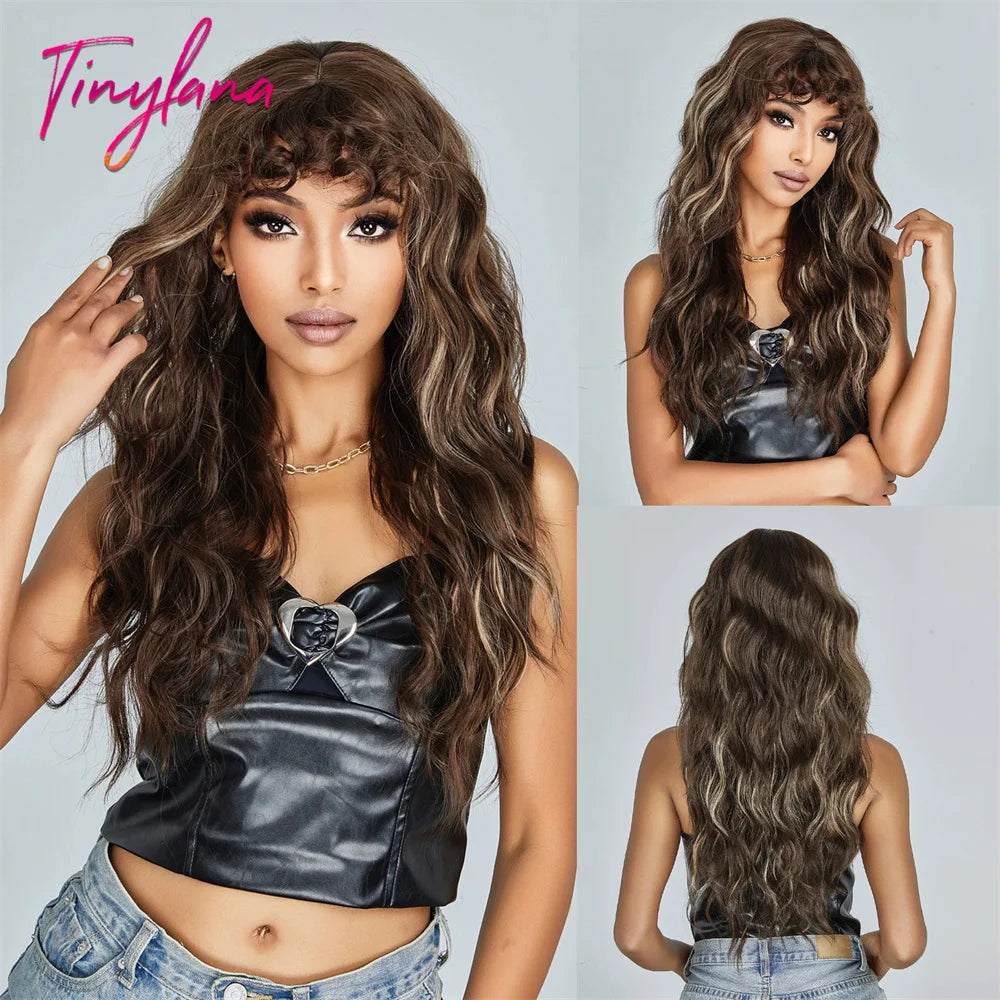 Perruques synthétiques longues bouclées gris cendré platine avec frange pour femmes, perruque afro ondulée profonde, perruque Lolita Cosplay, cheveux naturels résistants à la chaleur