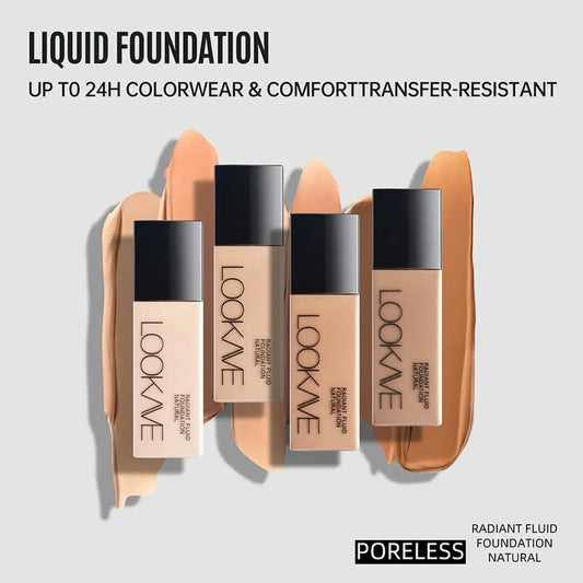 Fond de teint liquide LOOKAVE longue tenue, couvrance totale, crème mate, fond de teint CC, correcteur de maquillage, base liquide naturelle, hydratant