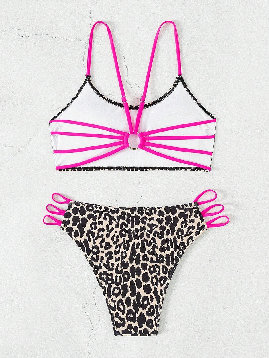 Maillot de bain sexy léopard pour femmes, micro bikini, taille haute, bandeau brésilien, vêtements de plage, 2025
