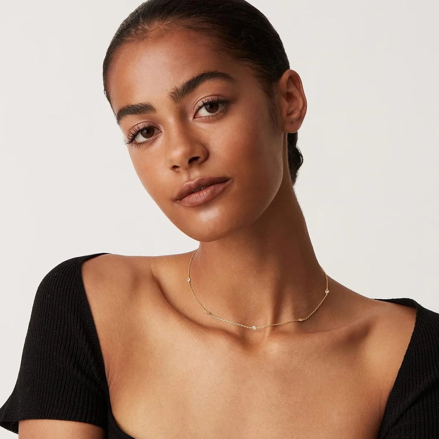 Collier de station plaqué or K, collier de diamant plaqué argent pour femmes, colliers de diamants simulés, cadeau pour femmes, chaîne CZ