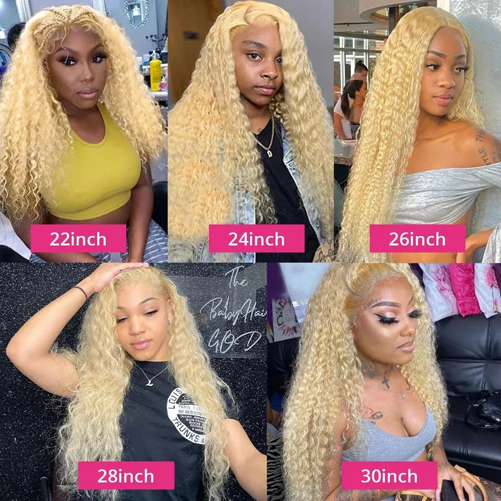 Perruque Lace Frontal Wig 613 HD 13x6, cheveux humains ondulés, 13x4, couleur blonde, bouclés, pour femmes noires