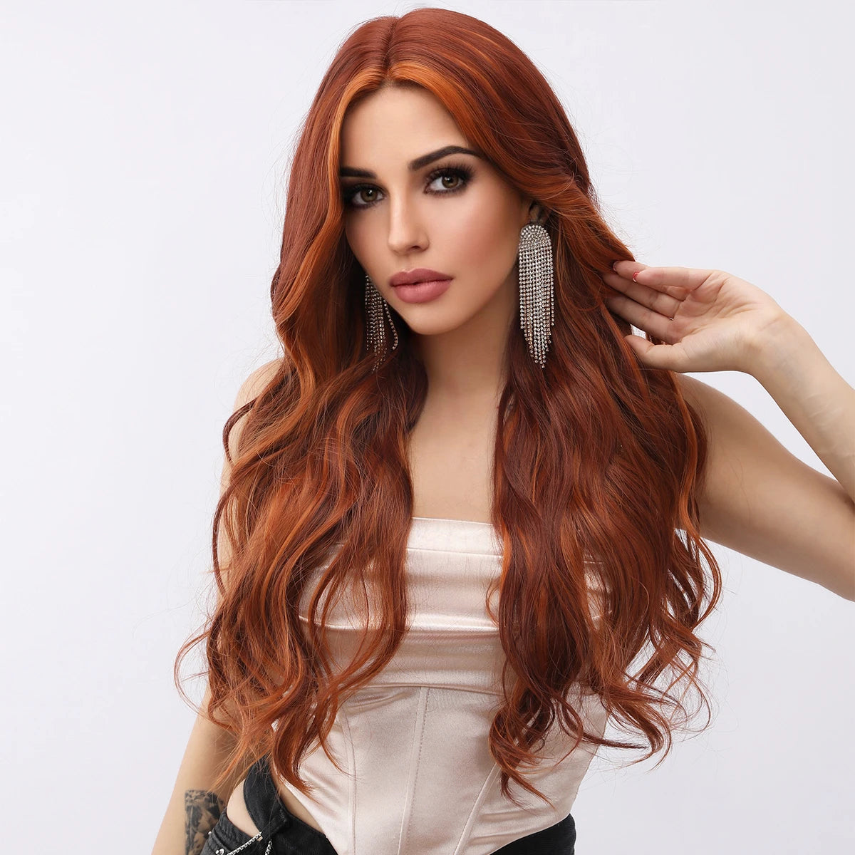 Perruques synthétiques bouclées à dentelle frontale Smilco Fashion Blonde T-Part 13X5X1 pour femmes, cheveux longs, résistantes à la chaleur au quotidien