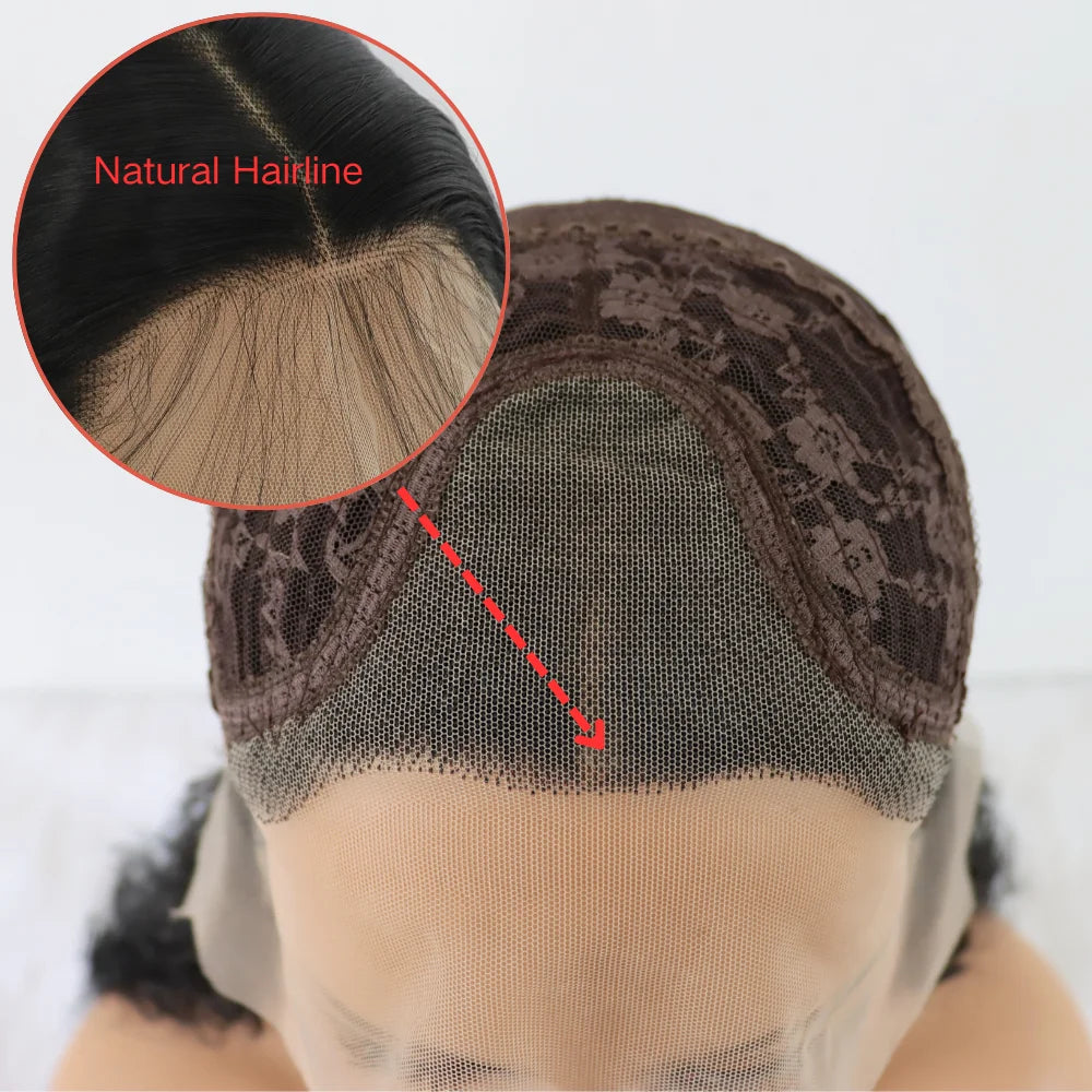 Perruques synthétiques ondulées 13*4, longues, sans colle, avec naissance de cheveux naturelle pré-épilée et cheveux de bébé.