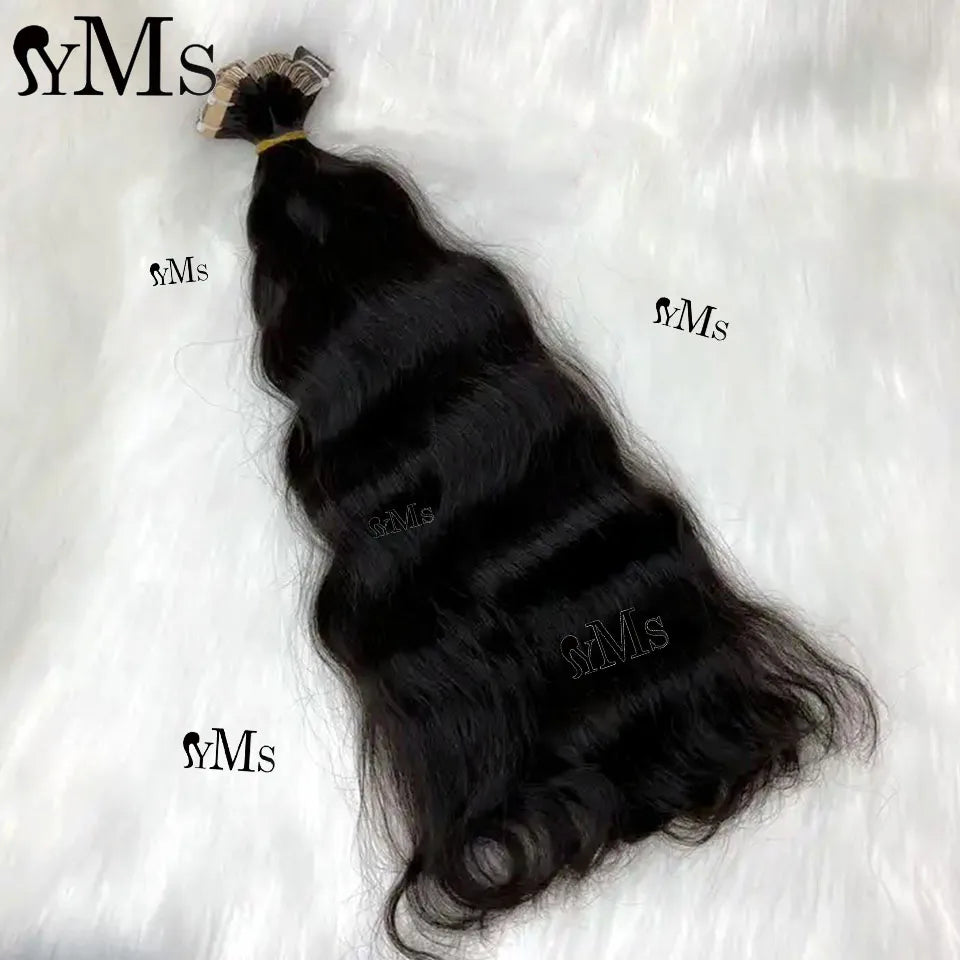 Extensions de cheveux à bande adhésive, cheveux humains ondulés YMS, cheveux indiens bruts, naturels, ondulés, sans couture, trame PU, pour femmes, pour salon