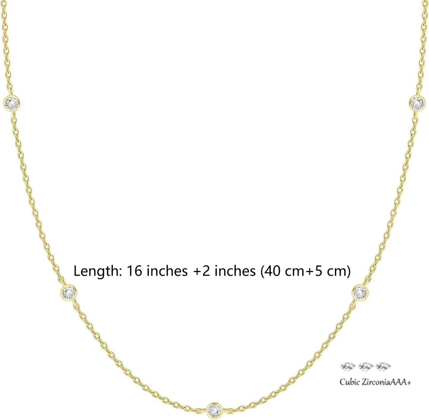 Collier de station plaqué or K, collier de diamant plaqué argent pour femmes, colliers de diamants simulés, cadeau pour femmes, chaîne CZ