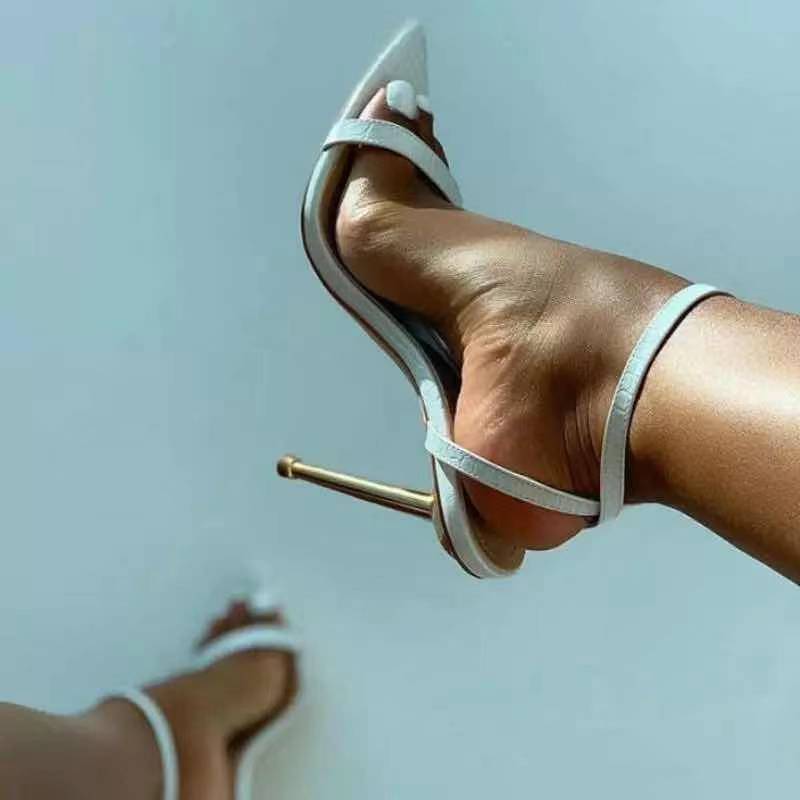 Sandales à talons aiguilles et bout pointu pour femmes, chaussures d'été