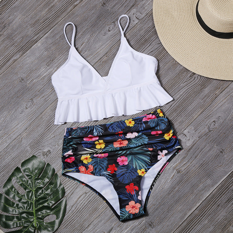 Maillot de bain imprimé tendance pour femme, à volants