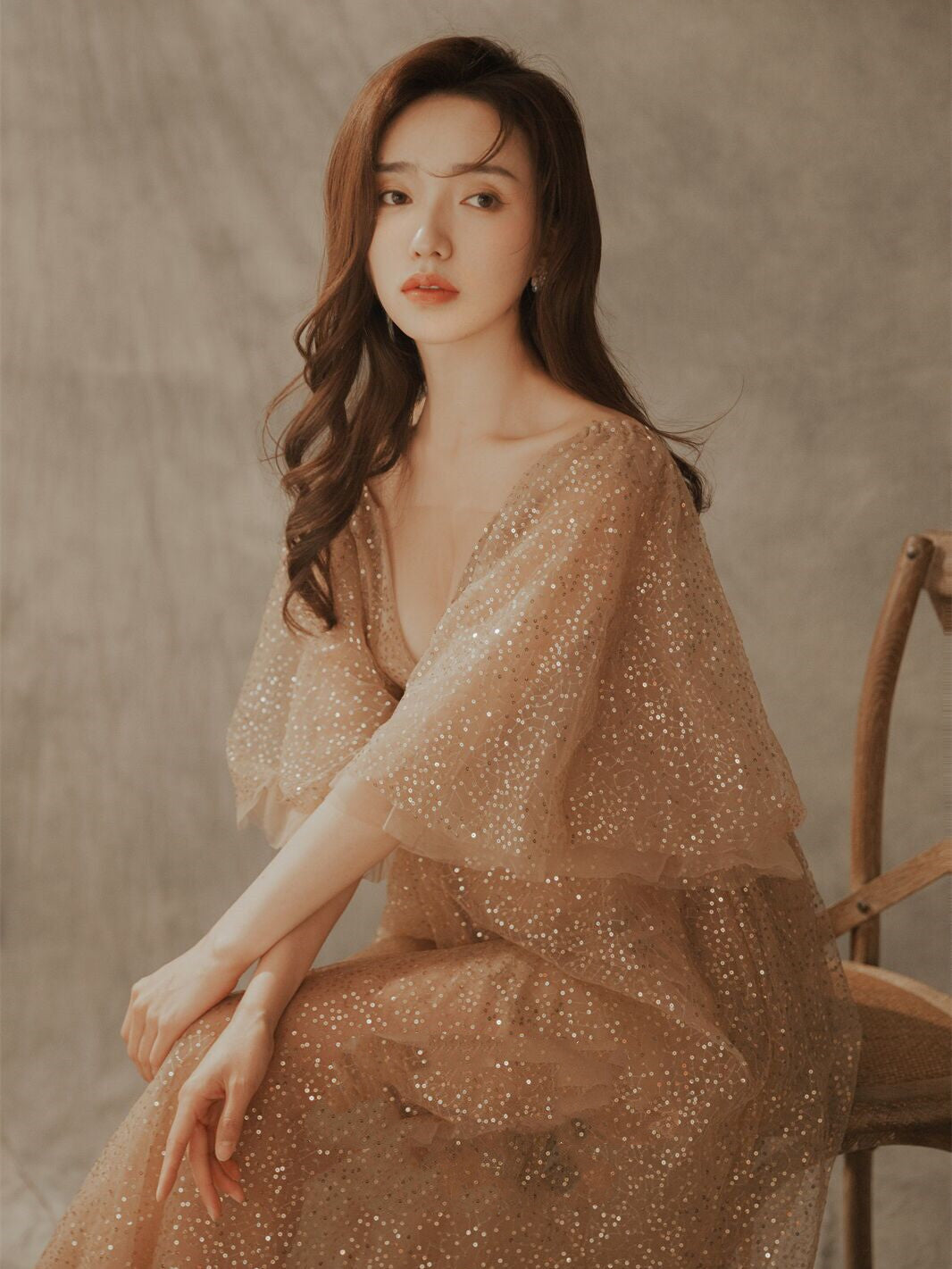 Robe de mariée féerique à paillettes pour femmes enceintes, vêtements de studio photo