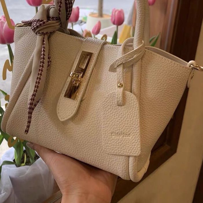 Sac fourre-tout portable en cuir souple à motif litchi