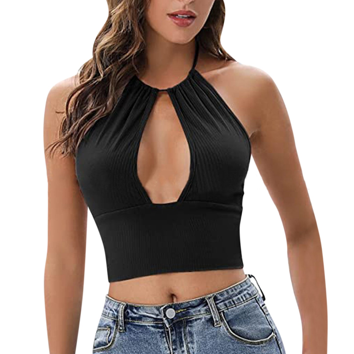 Camisole dos nu pour femme, haut ajouré sexy d'été