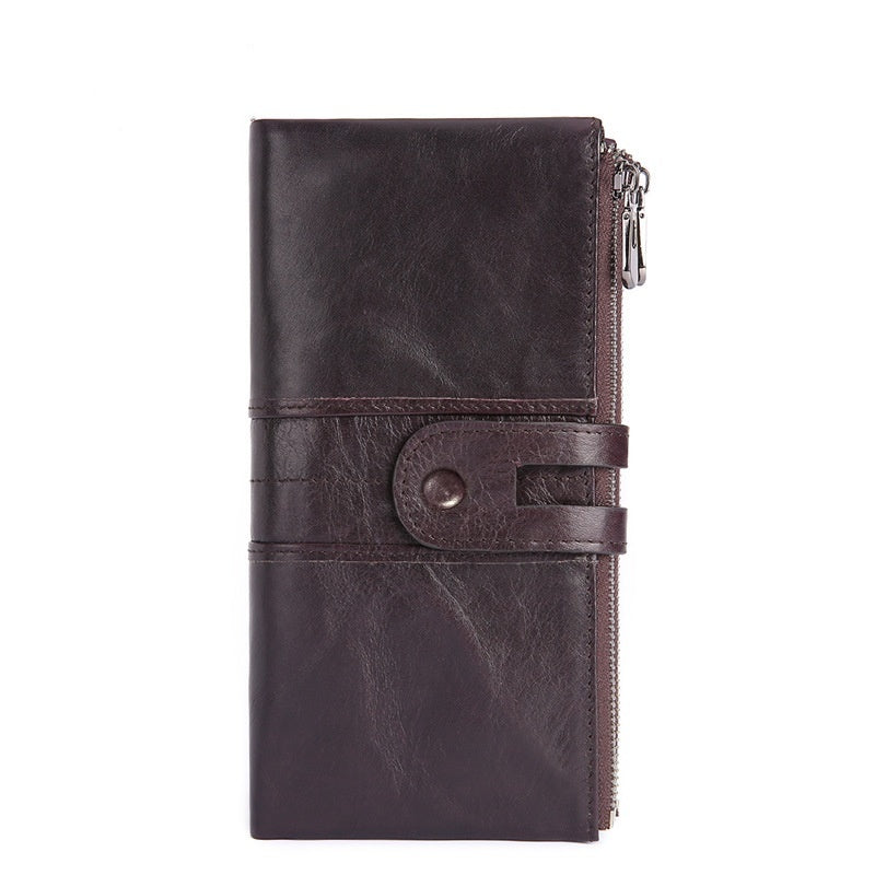 Portefeuille rétro en cuir pour femme, long et tendance, avec porte-monnaie RFID
