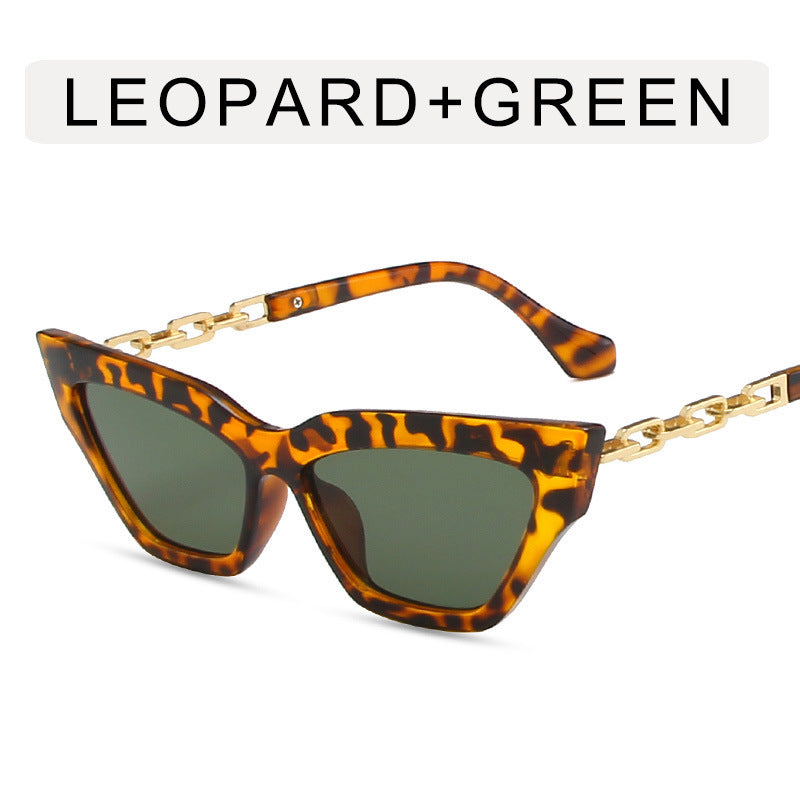 Lunettes de soleil œil de chat à chaîne pour femme