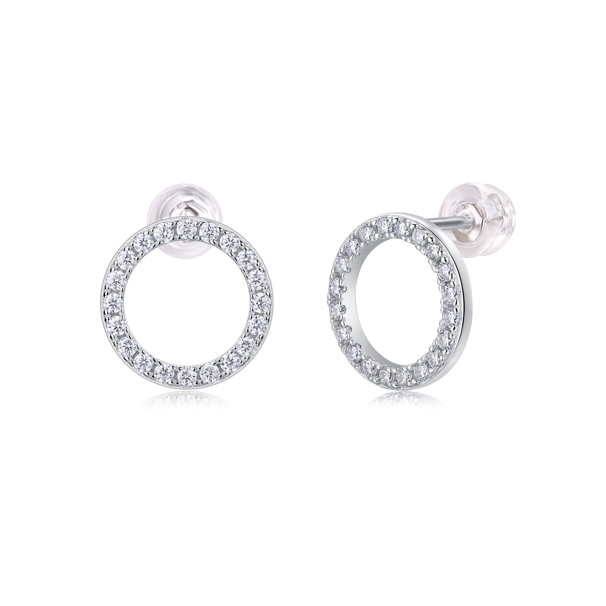 Découvrez les boucles d'oreilles en argent et moissanite serties de diamants, boucles d'oreilles à tige de luxe en diamant tendance 