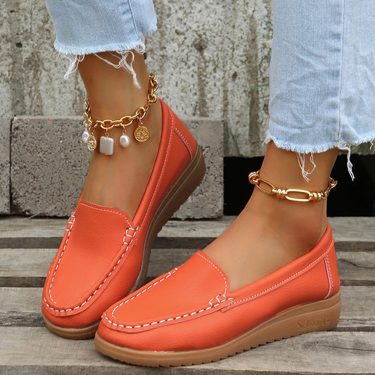 Chaussures plates pour femmes en cuir synthétique
